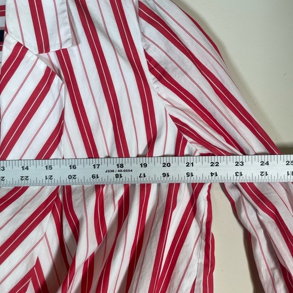Harshman Anthropologie Striped Surplus Blouse In Red White Stripe High Low Sz M - Picture 12 of 12